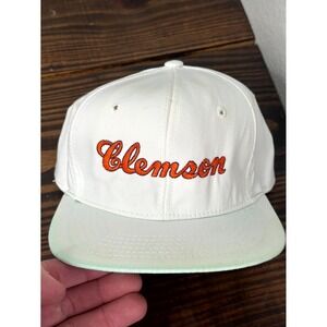 Vintage Script Clemson Tigers Men White Neil's 6 Panel Adjustable Snapback Hat